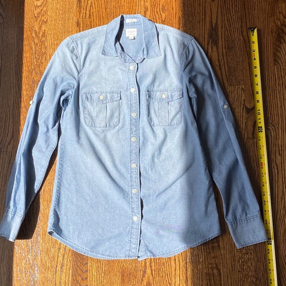 J. Crew Button Down Tailored Denim Shirt - Picture 1 of 7
